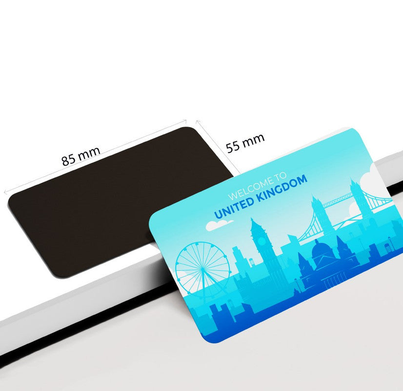 dhcrafts Rectangular Rubber Fridge Magnet / Magnetic Card Blue United Kingdom Design Pack of 1 (8.6cm x 5.4cm)